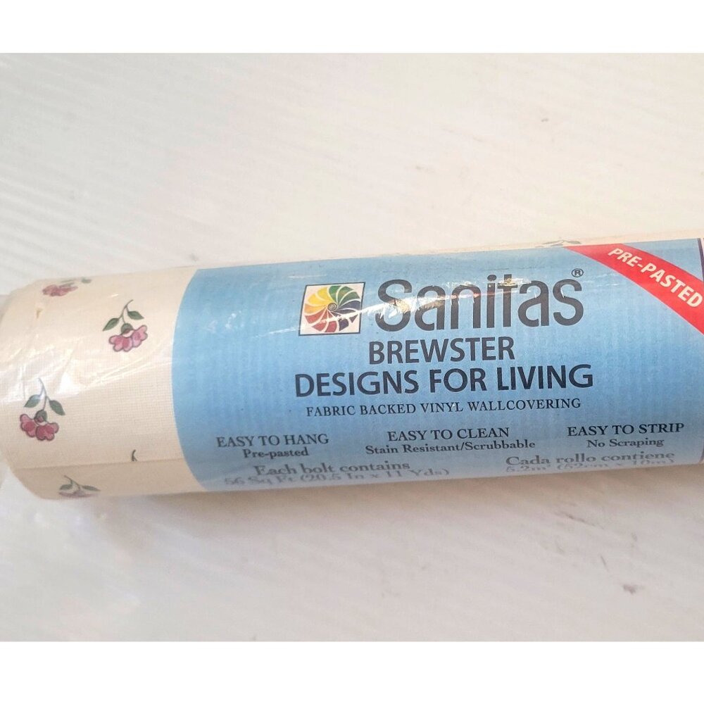 Sanitas fabric backed vinyl wallpaper, small flowers, 1 roll, 57 SQ Ft